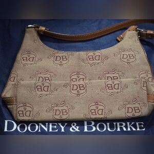 Dooney & Bourke Signature DB Jacquard Small Hobo Shoulder Bag Brown
